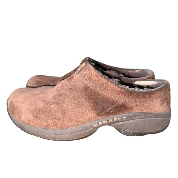 Merrell Sz 9 Primo Chill Mule Slides Cozy Suede Fleece Cabincore Support Comfort - Picture 2 of 11